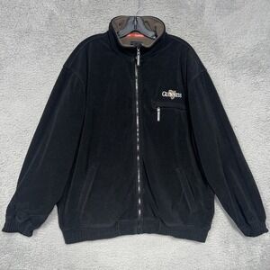 VTG Guinness Beer Fleece Bomber Jacket Men's XL Black Embroider Full Zip Pockets